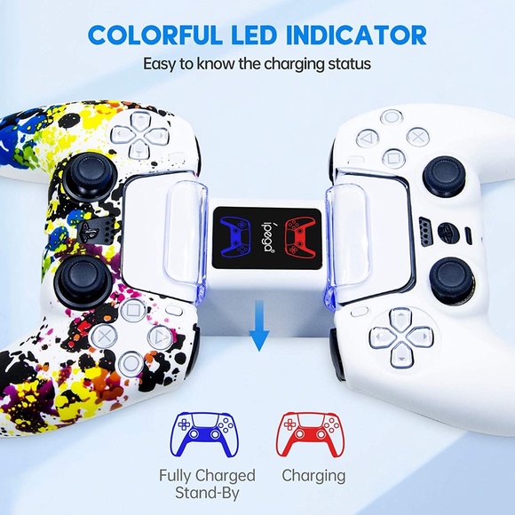 PS5 Controller Charger with Thumb Grip Kit, Dual Sense Charging Station - Picture 4 of 9